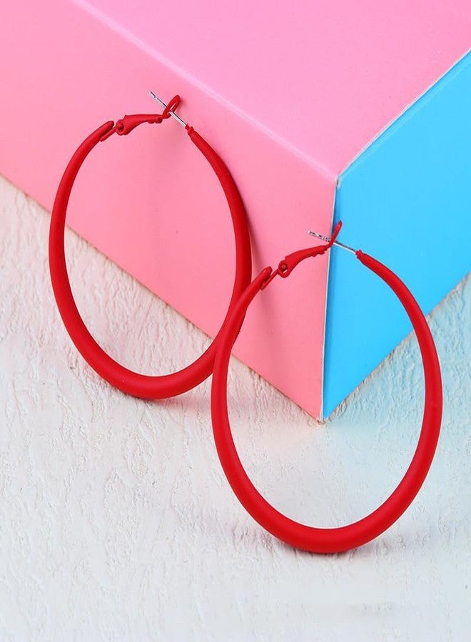 Lookray Colorful Hoop Earrings for Women,Vintage 80s 90s Hoop Dangle Earrings Matte Large Round Loop Earring 80s 90s Neon Bridal Party Wedding Accessories (Style-C) - Image 3